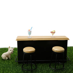 1:12 Dollhouse Mini Bar Set with 2 Chairs