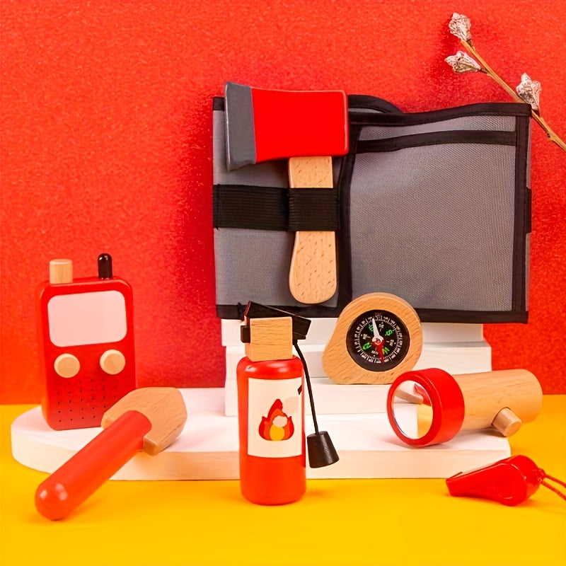 Kids Role Play Firefighter Toy Set - Adjustable Belt & Accessories