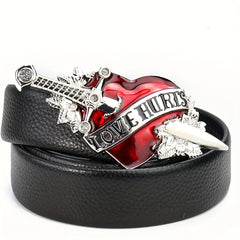 Red Heart Metal Buckle Dagger Sword Love Stab Y2K Belt