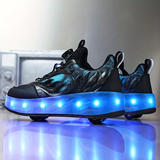 Boy's Roller Shoes with Rotating Buckle for Kids