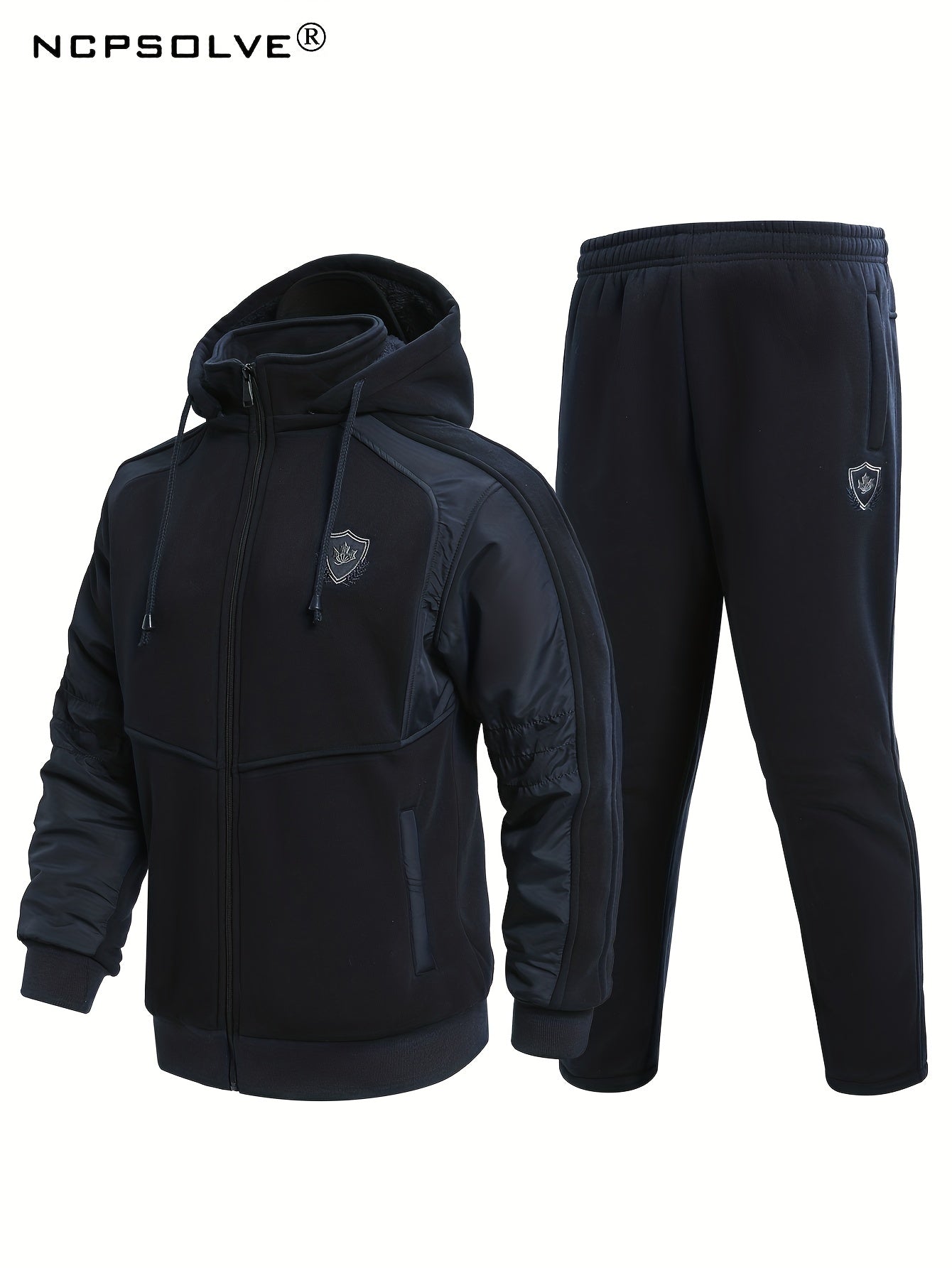 Men's Zip Up Warm Jacket and Drawstring Pants