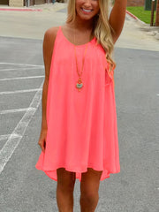  Casual Dress Women's Plus Round Neck Backless Loose Fit Dress