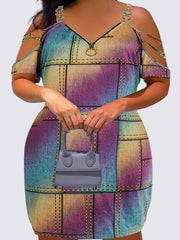  Ombre Denim Cold Shoulder Midi Dress