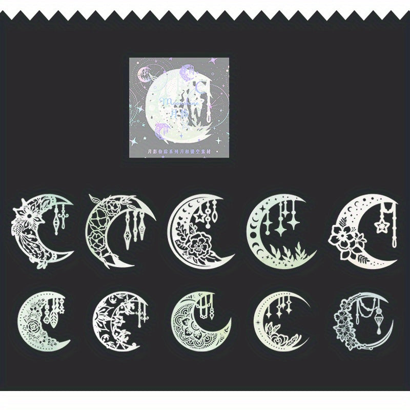 10pcs Retro Hollow Moon Phase Paper for Landscaping, 10x4x2In, 13x5x1In