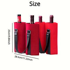 Wine Carrier Tote 2 Bottle Bag Felt Holder Secure Handle Christmas Housew