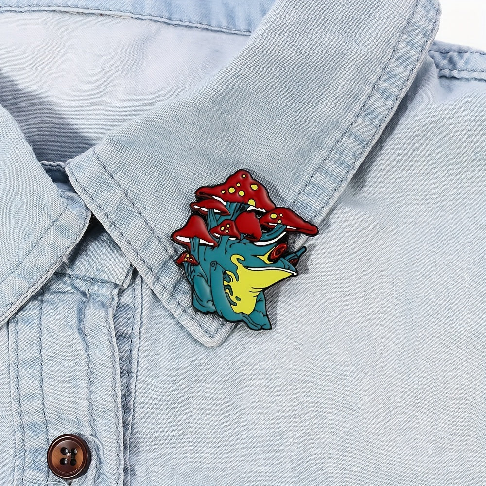 Frog Mushroom Enamel Brooch Backpacks Jackets Hats Scarves Pants Pins