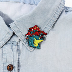 Frog Mushroom Enamel Brooch Backpacks Jackets Hats Scarves Pants Pins