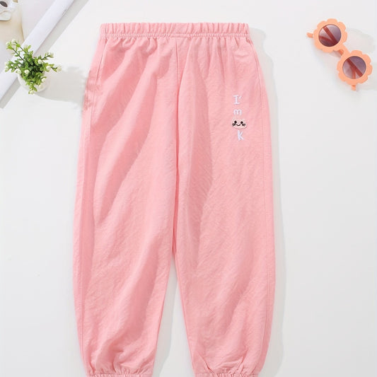 Kids Cartoon Embroidered Pants Soft Casual Capris