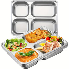 304 Stainless Steel Divided Dining Plate for Camping School Home Durable