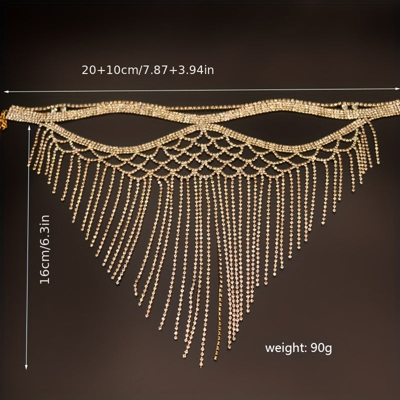 Rhinestone Mask Party Tassel Face Jewelry for Wedding Stage Performance