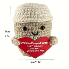 8 Inch Mini Coffee Cup Crochet Doll Toy Positive Decoration