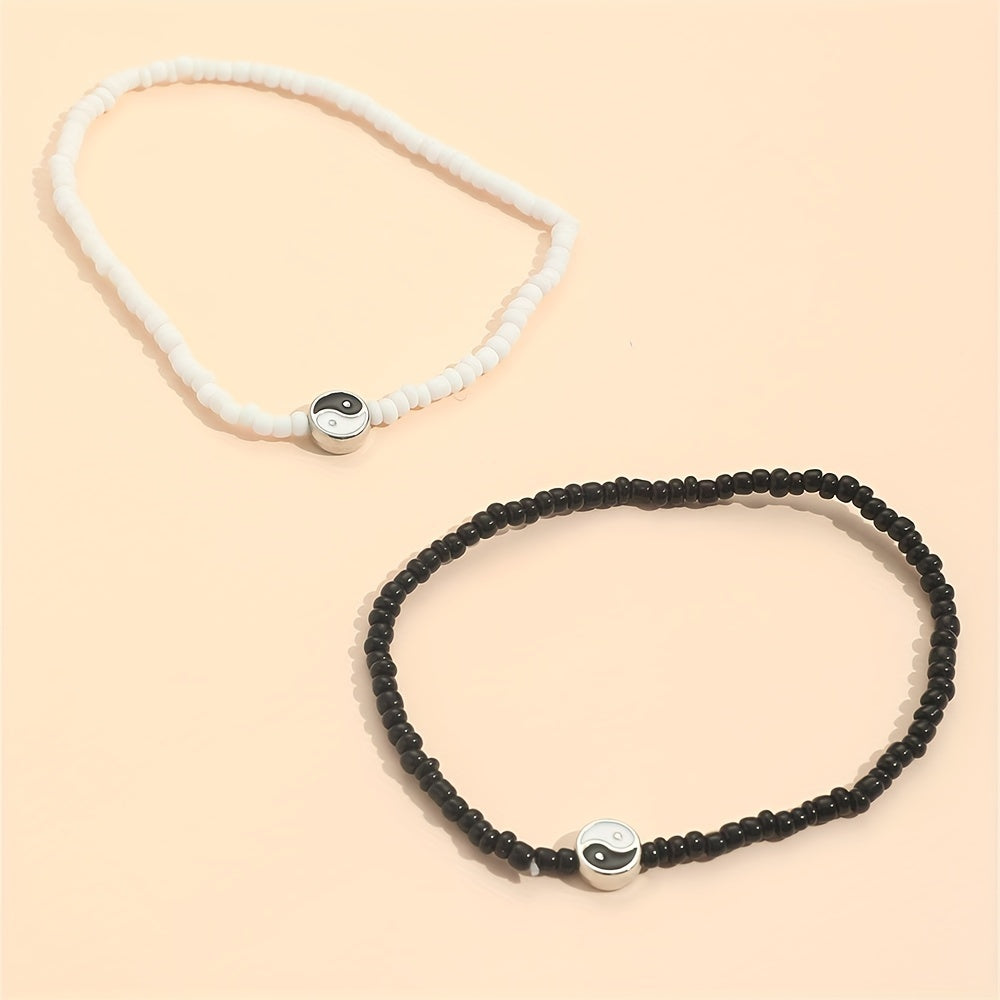 Boho Style String Anklet Set Vintage Ankle Bracelet for Women 2 Pcs