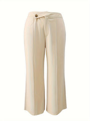  Wide Leg Trousers High Rise Solid Stretch Pants