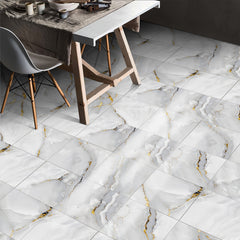 Grey Marble Pattern Floor Sticker Peel Stick Tile Waterproof Bathroom Kitchen