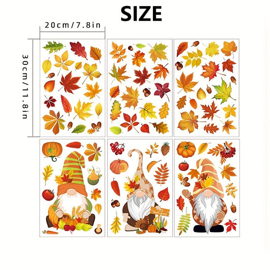 Thanksgiving Fall Window Clings - 6 Sheets 20 X Maple Leaves Stickers