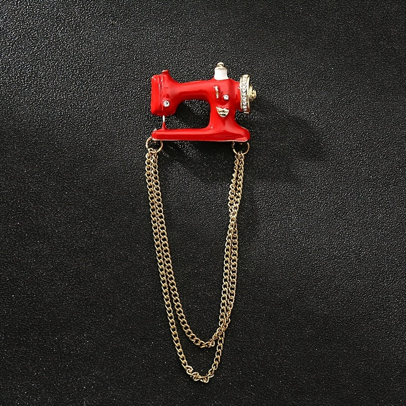 Sewing Machine Tassel Brooch Men's Chain Suit Personality Accessories