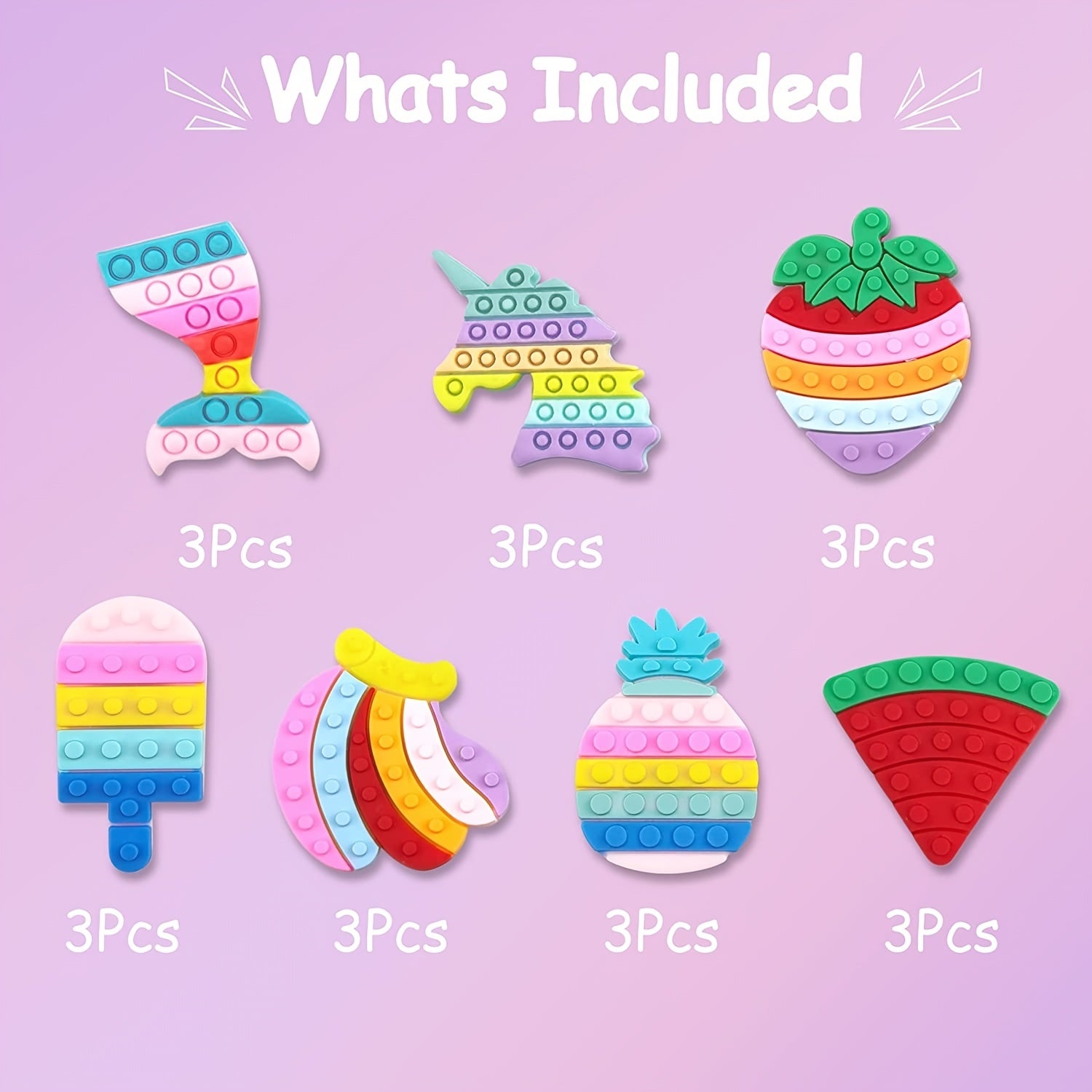 21pcs Pop Themed Girls Shoe Charms Kit Shoe Decoration Accessories
