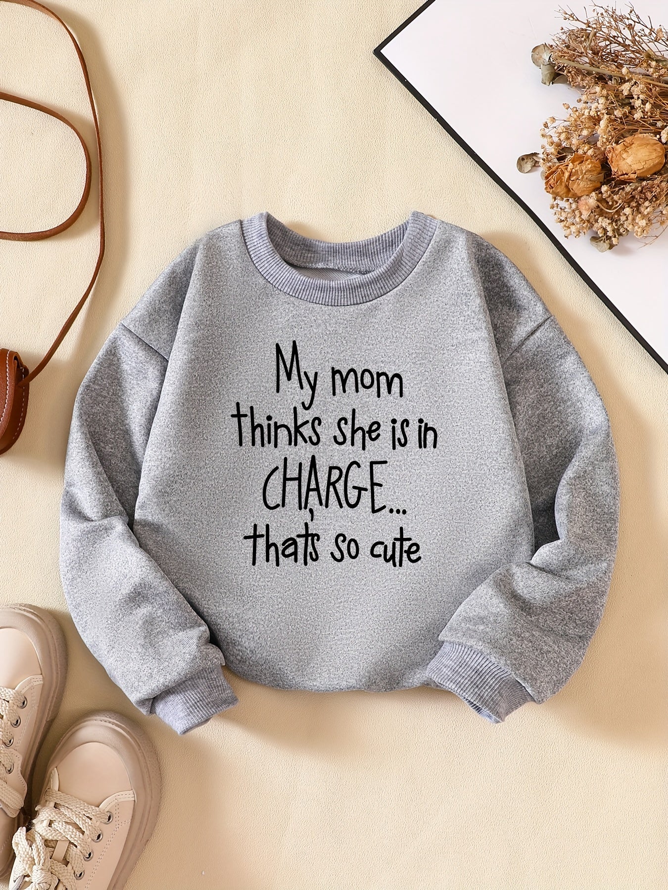 Girls Letter Print Sweatshirt Pullover for Party Holiday Outfit
