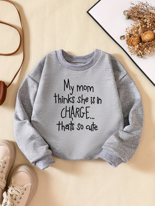 Girls Letter Print Sweatshirt Pullover for Party Holiday Outfit