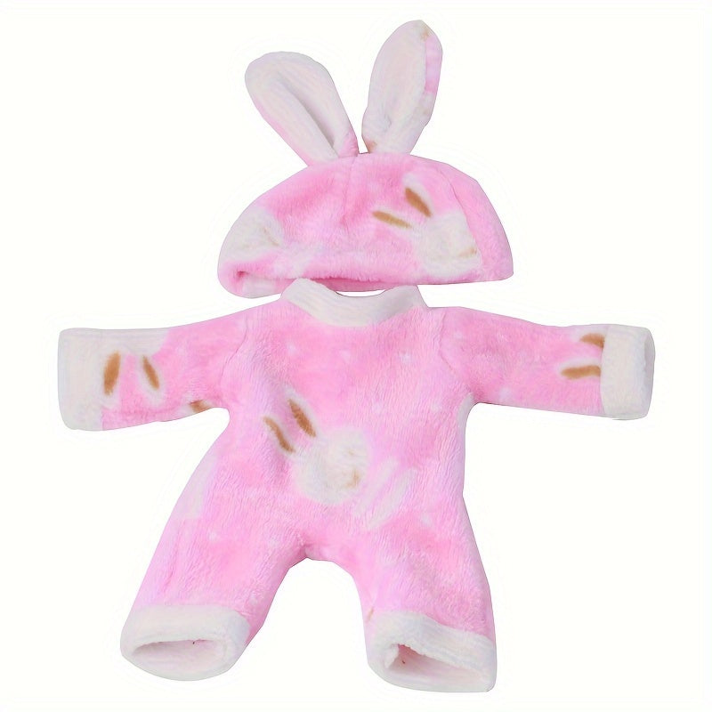 Plush Bunny Eared Doll Clothes for 3-6 Years, Twin Pack & Pink