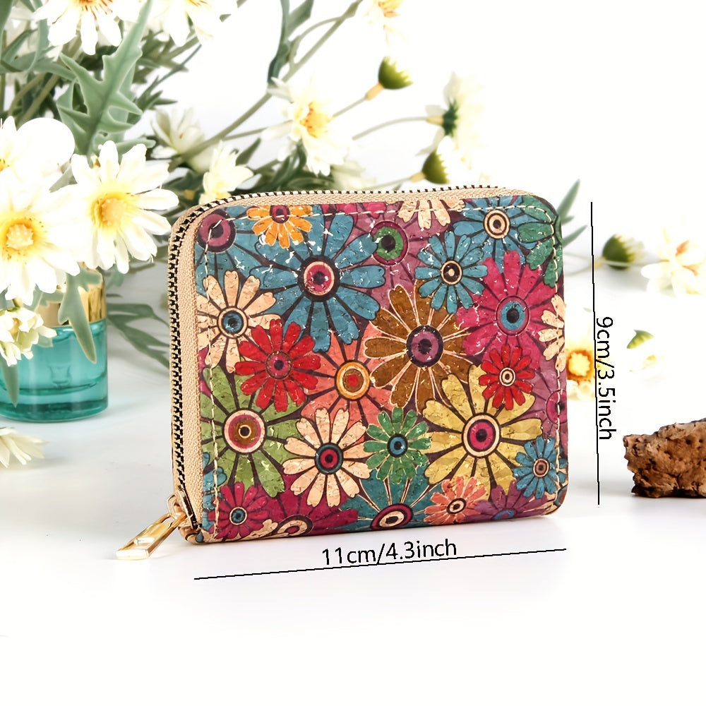 Vintage Flower Pattern Short Wallet Zipper Coin Purse Clutch Card Case
