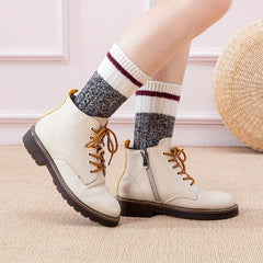 Warm Striped Crew Socks for Women