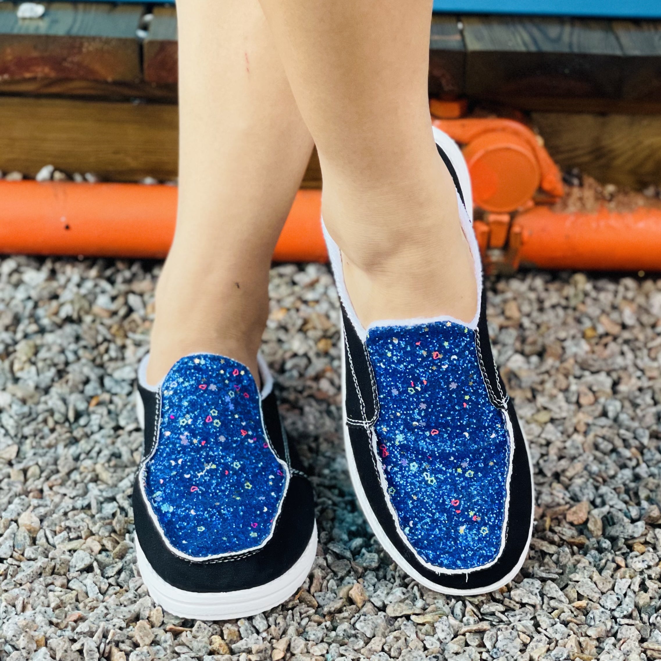 Glitter Mule Sneakers Slip On Canvas Shoes