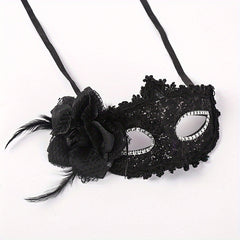 Faux Leather Flower Mask Venetian Masquerade Party Dance Mask