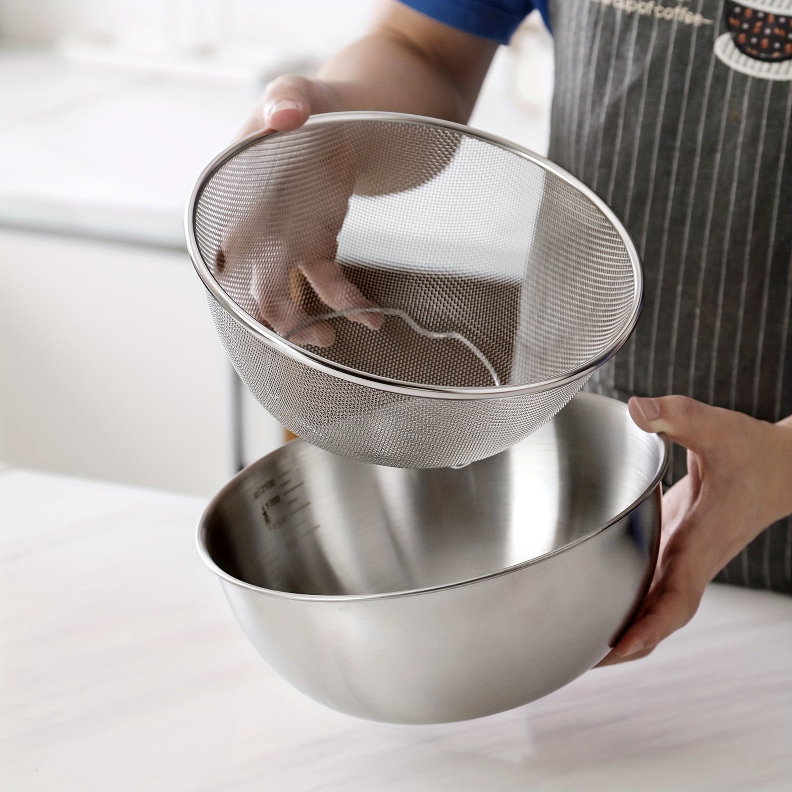 2-Layer Stainless Steel Vegetable Washing Colander Basket