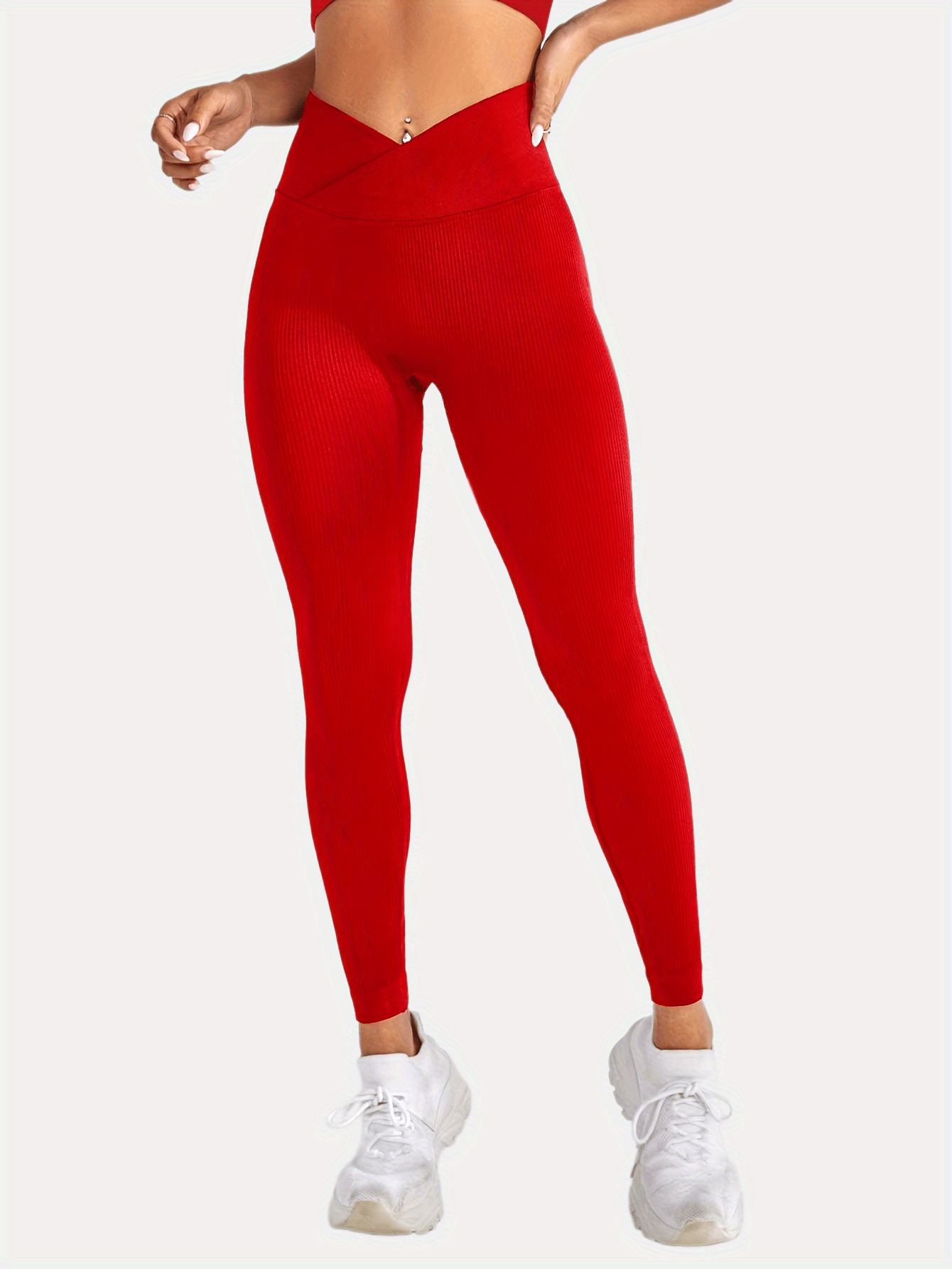 Ribbed Butt Lifting Yoga Pants Cross Waist Leggings