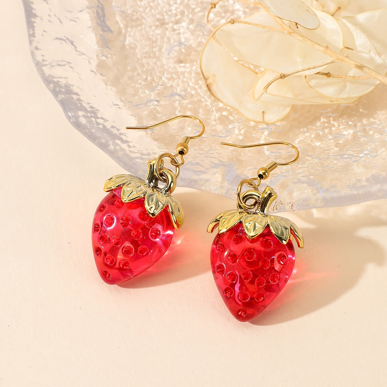 Strawberry Resin Earrings Fun Fruit Earrings For Women Girls