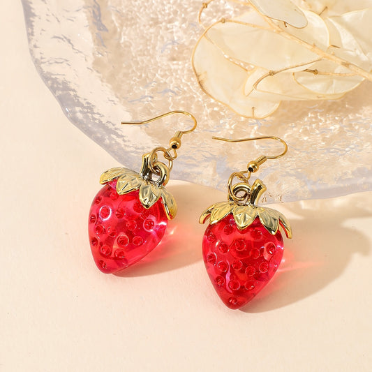 Strawberry Resin Earrings Fun Fruit Earrings For Women Girls