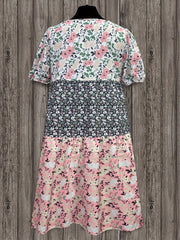  Floral Print Puff Sleeve Boho Dress