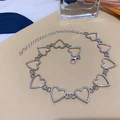 Hollow Sweet Love Heart Choker Bicolor Necklace