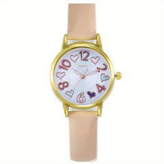 Girls Waterproof Hearts Watch with PU Leather Strap