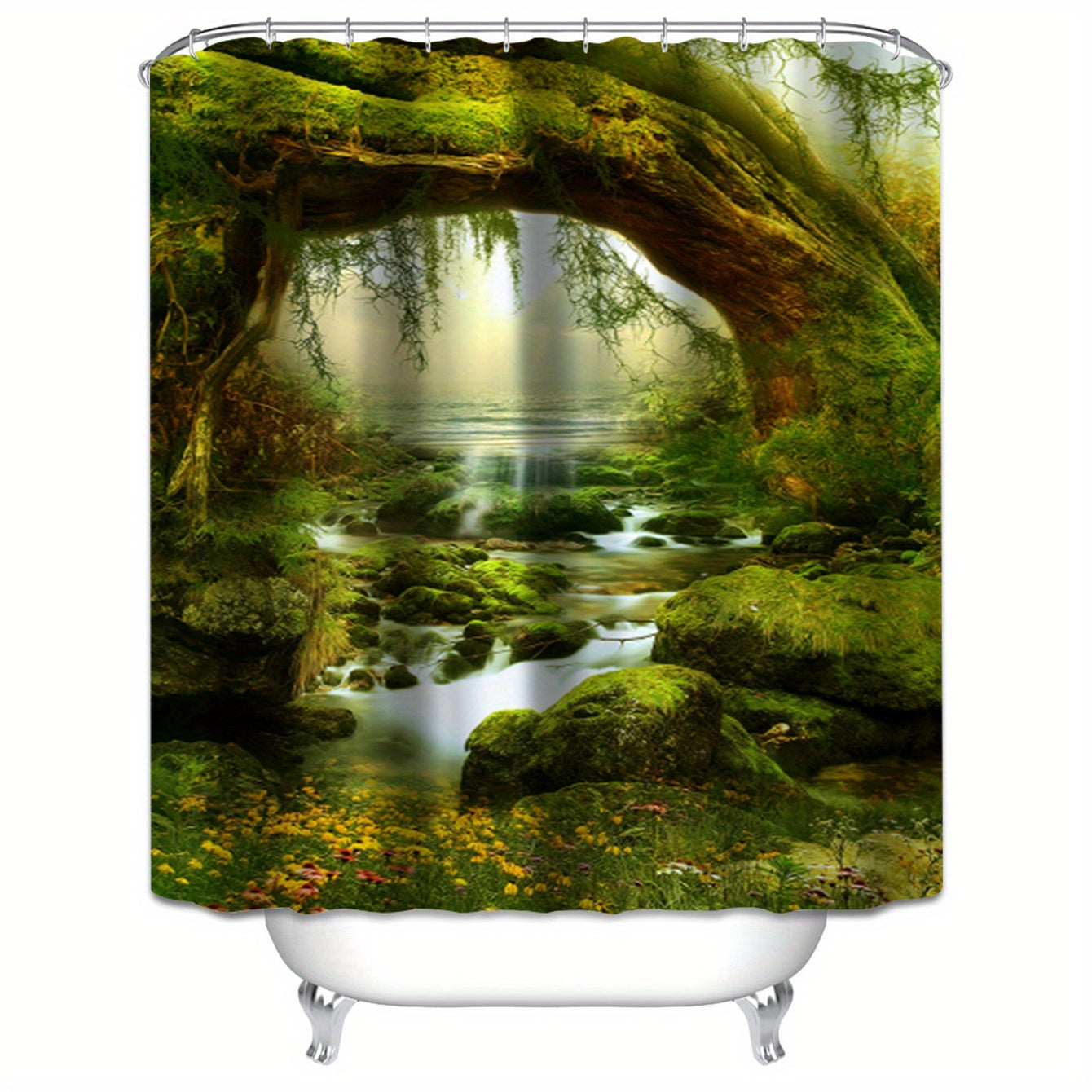 Tree Pattern Shower Curtain Waterproof and Mildew Proof Bathroom Decor