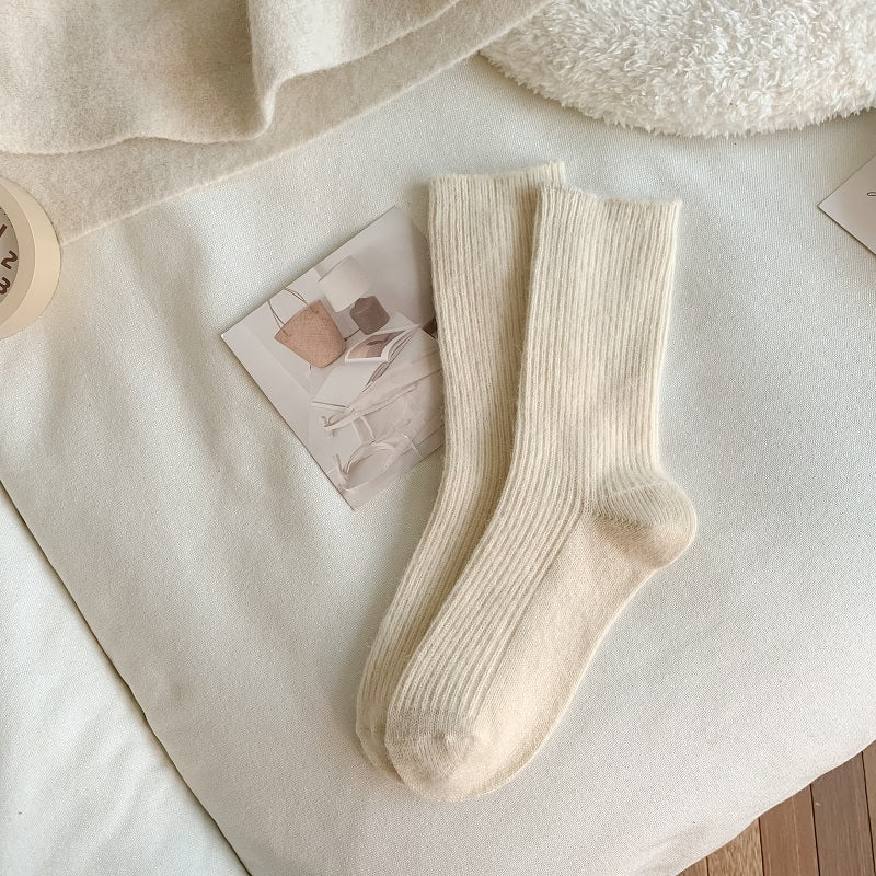 Cozy Winter Socks for Women, Thick & Warm Casual Solid Pile Stocking