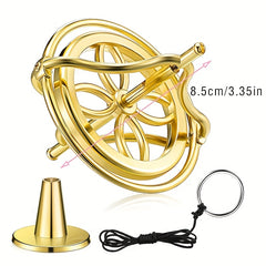 Metal Gyroscope Spinning Top Keychain Educational Desk Decor