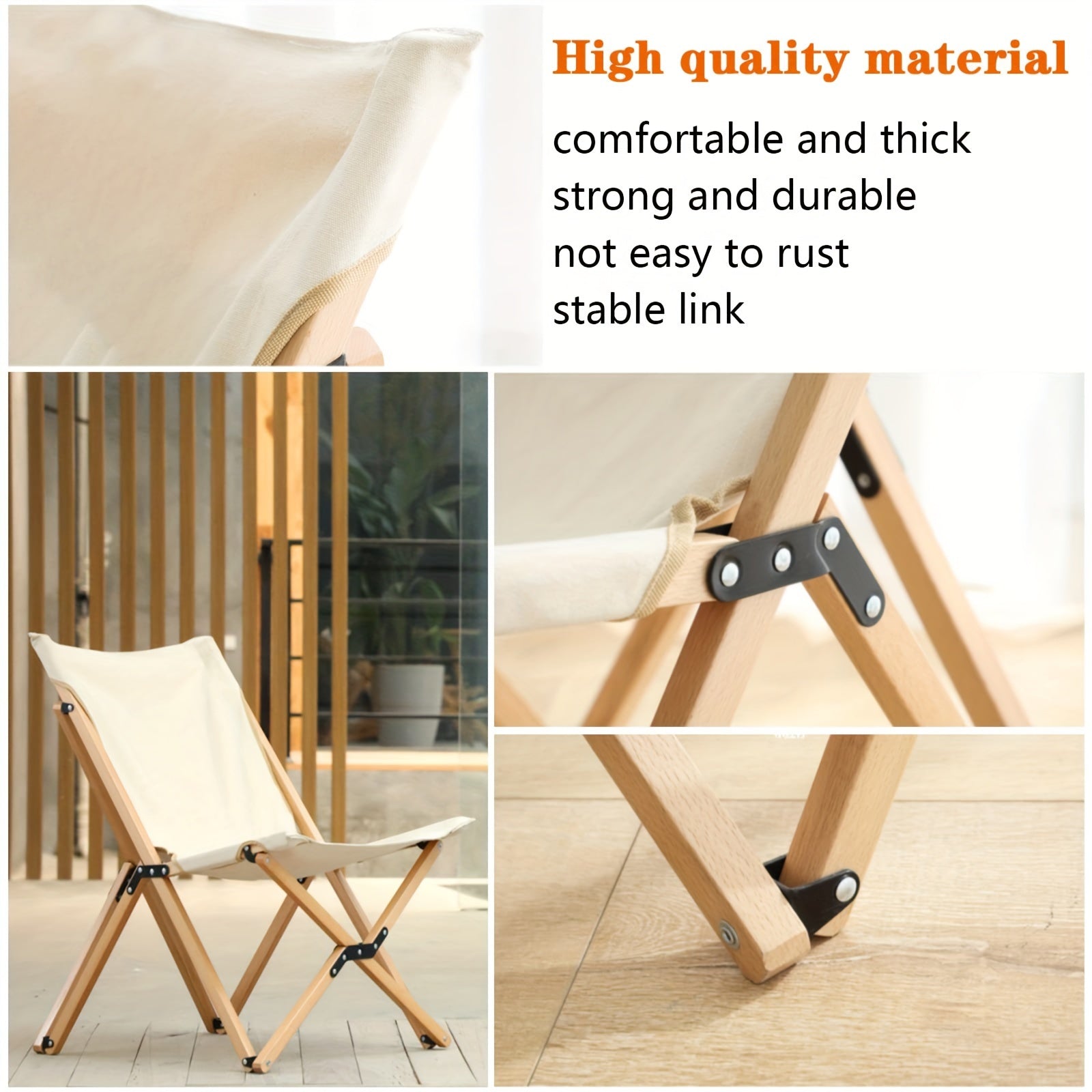 Outdoor Folding Chair Courtyard Picnic Chair Camping Wooden Chair