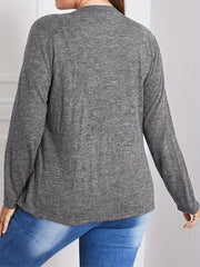  Casual Cardigan Women's Plus Heathered Long Sleeve