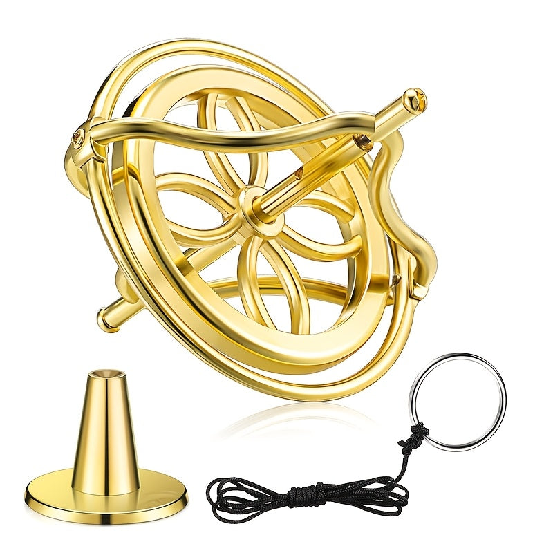 Metal Gyroscope Spinning Top Keychain Educational Desk Decor