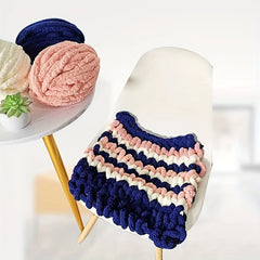 Chunky Chenille Blanket Yarn DIY Kit - Cozy Cushion - Large Thick Ice Bar Line