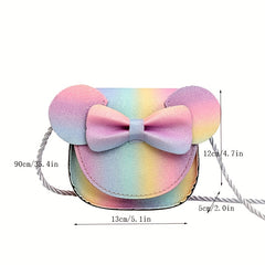 Girls Casual Colorful Bow Mouse Shaped Bag PU Shoulder Bag