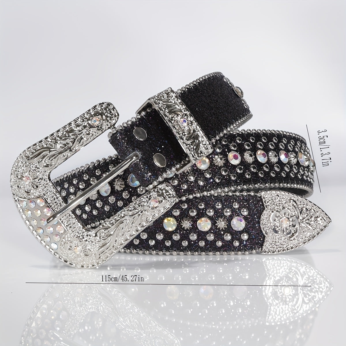 Unisex Rhinestone Belt with Pin Buckle