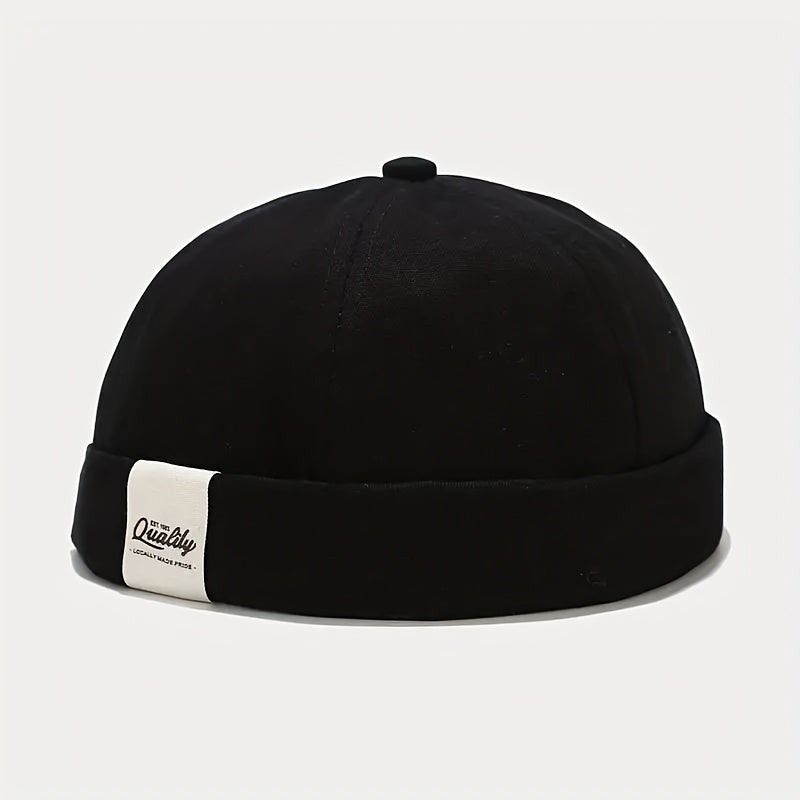 Cloth Label Docker Hat Brimless Skull Cap Vintage Beanie Cap