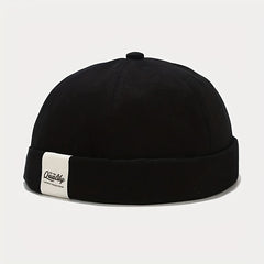 Cloth Label Docker Hat Brimless Skull Cap Vintage Beanie Cap