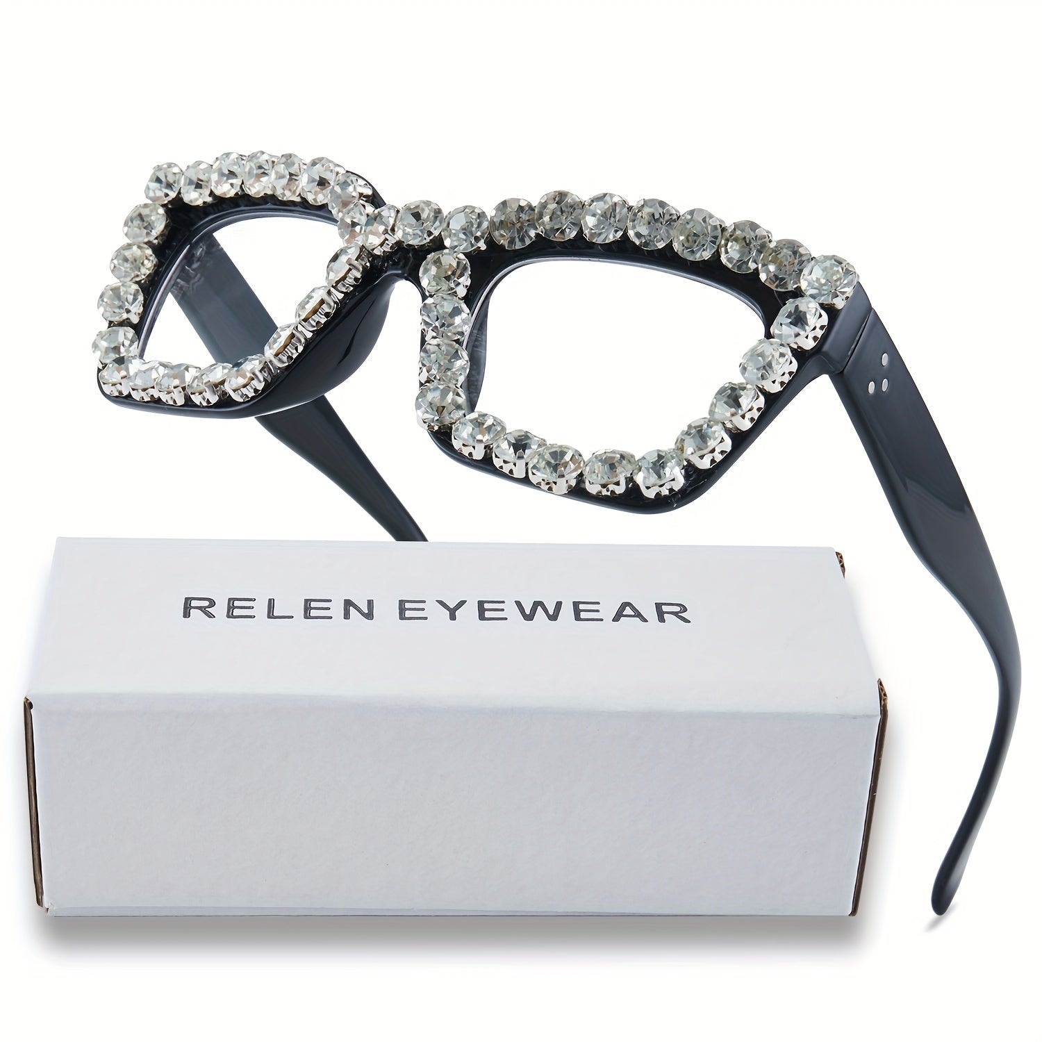 Rhinestone Cat Eye Light Blocking Glasses