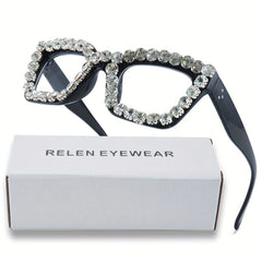 Rhinestone Cat Eye Light Blocking Glasses