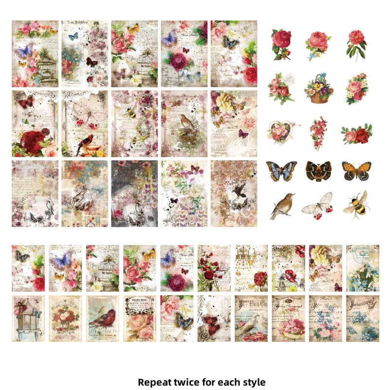 100pcs Retro Wave Series Butterfly Diary Stickers