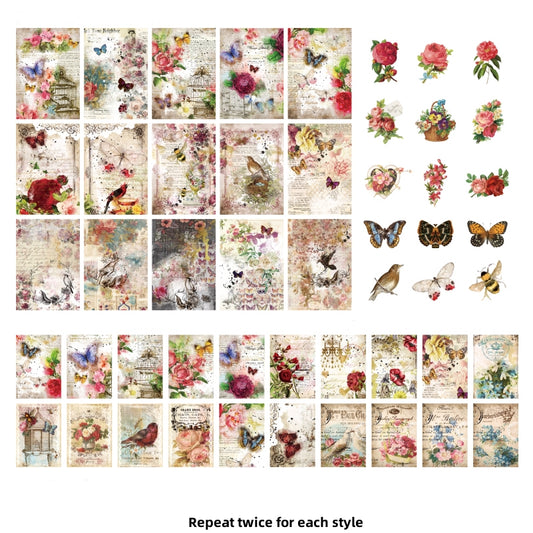 100pcs Retro Wave Series Butterfly Diary Stickers